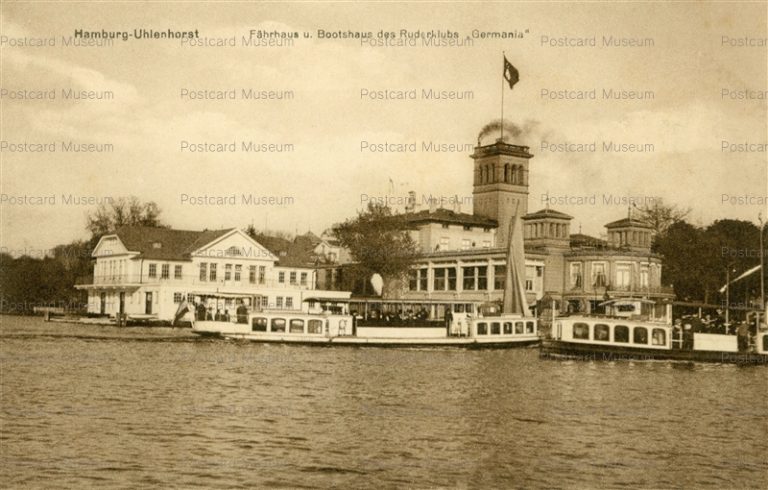 eug129-Hamburg-Uhlenhorst Fahrhaus u Bootshaus des Ruderklubs Germania
