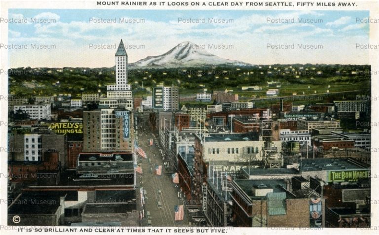 usa129-Mount Rainer As It Looks on a Clear Day from Seattle Fifty Miles Away